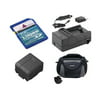 Panasonic HDC-TM15 Camcorder Accessory Kit includes: SDVWVBG130 Battery, SDM-130 Charger, KSD2GB Memory Card, SDC-26 Case