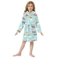 thumbnail image 6 of FORMRS Niños Bathrobe Unisex Hooded Robe Soft Plush Pajamas Sleepwear, Size 7-9T, Blue Trains Pattern, 6 of 7