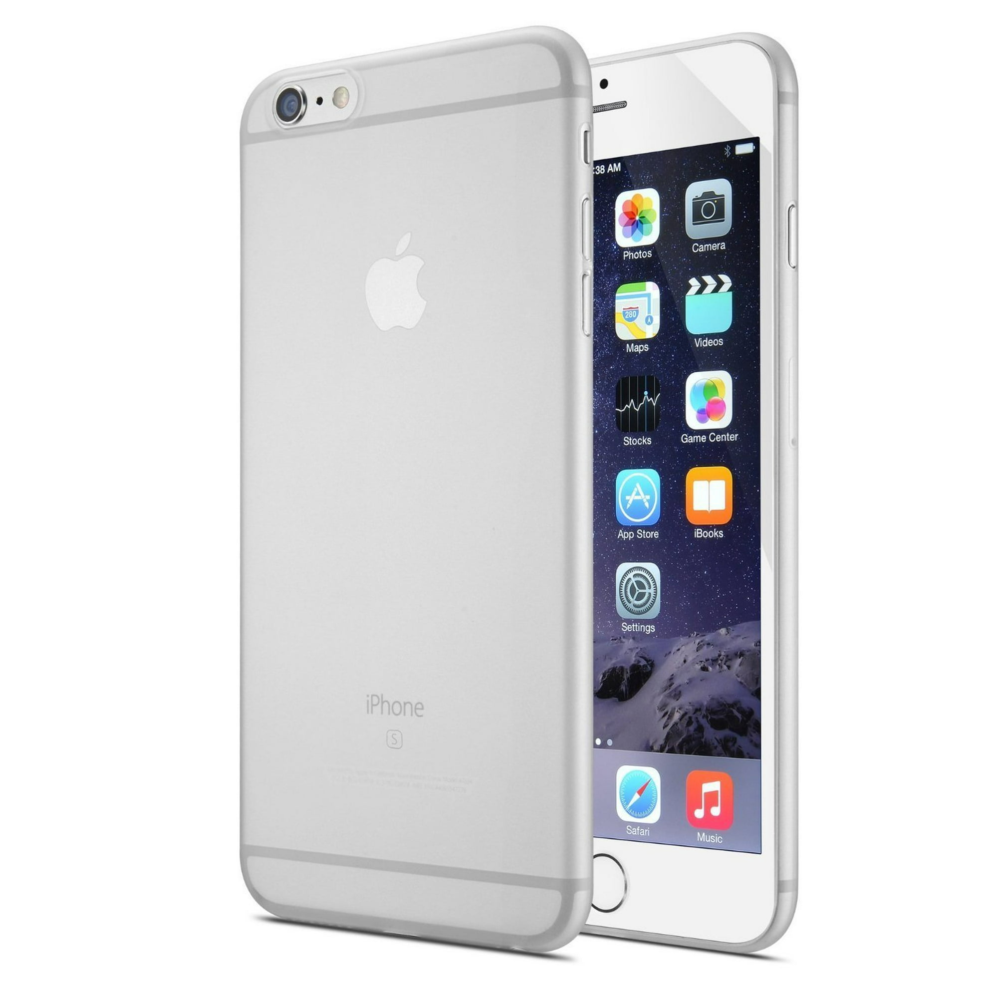 Apple iPhone 6 64GB ホワイト 透明ケース付き NAKEDCELLPHONE'S CLEAR FROST FLEXIBLE TPU SKIN CASE SLIM COVER FOR