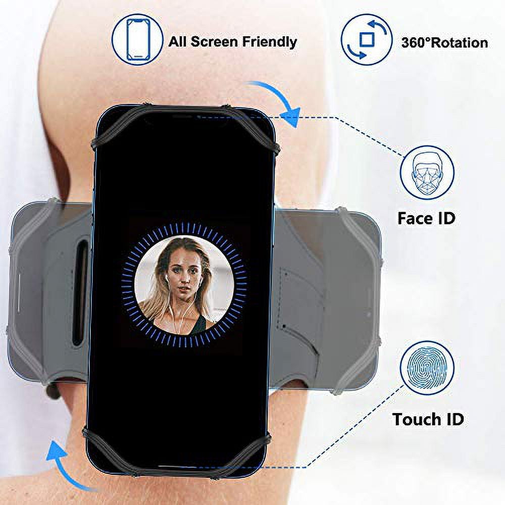 VUP Running Armband 360 Rotatable for iPhone 14 13 Pro Max Pro Mini 12 11 SE Xs XR X 8 7 Plus Fits All 4 6.7 Inch Smartphones with Key Holder Phone Armband for Running Hiking Biking Sliver Walmart