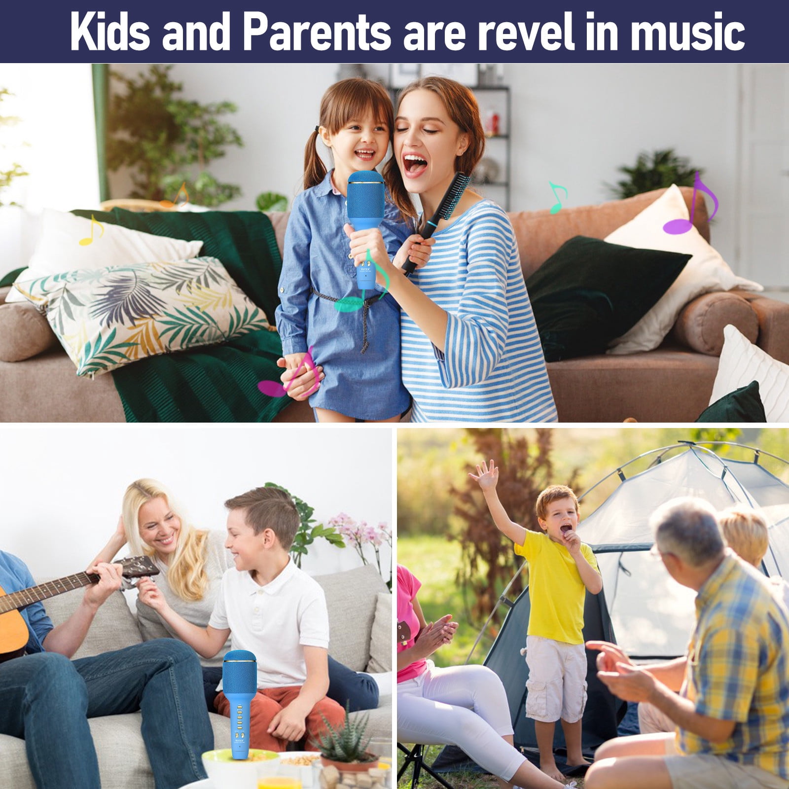 2 in 1 Karaoke Wireless Microphone, New Microphone Speaker Integrated Wireless Microphone Bluetooth Mobile Live Microphone with Four Kinds of Sound Effects PA System for Adults and Kids