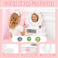 thumbnail image 4 of ENYOPRO Vanity Sets with LED Lights, Vanity Play Set with a Drawer, Dressing Table Dresser Wooden Toy Makeup Vanity Table & Stool, White, 4 of 10