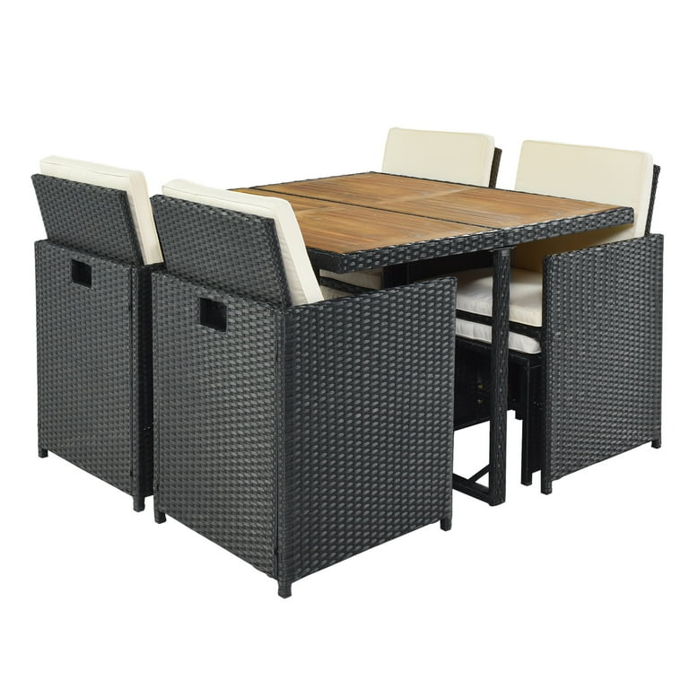 9 Piece Patio Furniture Dining Set Outdoor Rattan Wicker Patio Dining Table Set All Weather Conversation Set Cushioned Sectional Chair Set with Ottoman Table for Deck Garden Patio Balcony Walmart