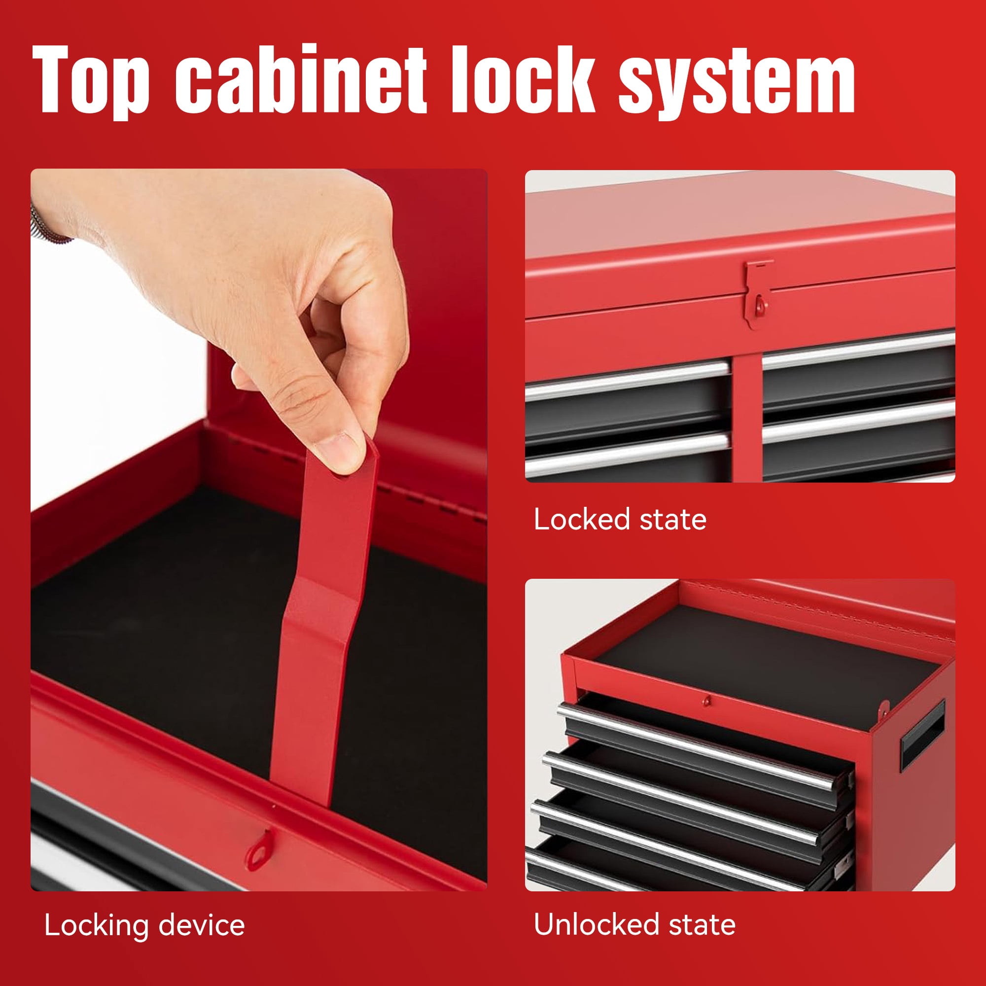 5-Drawer Rolling Tool Storage Cabinet with Detachable Top Tool Box Universal Lockable Wheels for Garage Workshop