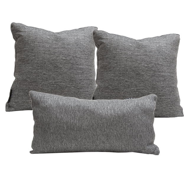 Set de 3 CojÍnes Decorativos (2 Cuadrados Grandes + 1 Rectangular) DICASA Plomo