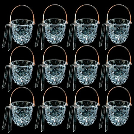 Wine Chiller Bucket - 12 Clear Ice Bucket Bar Container Plastic Wine Chiller Tongs Cooler Bpa Free 1L