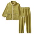 thumbnail image 1 of Toddler Fleece Pajamas Set Winter Solid Warm Home Wear, 1 of 3