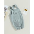 thumbnail image 5 of Lnzyyephy Baby Girls Boys Rompers Solid Color Sleeveless Straps Jumpsuits Summer Infant Clothes Pocket Bodysuits, 5 of 9