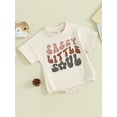 thumbnail image 3 of Baby Girls Romper, Short Sleeve Crew Neck Letters Print Infant Bodysuit Summer Clothes, 3 of 9
