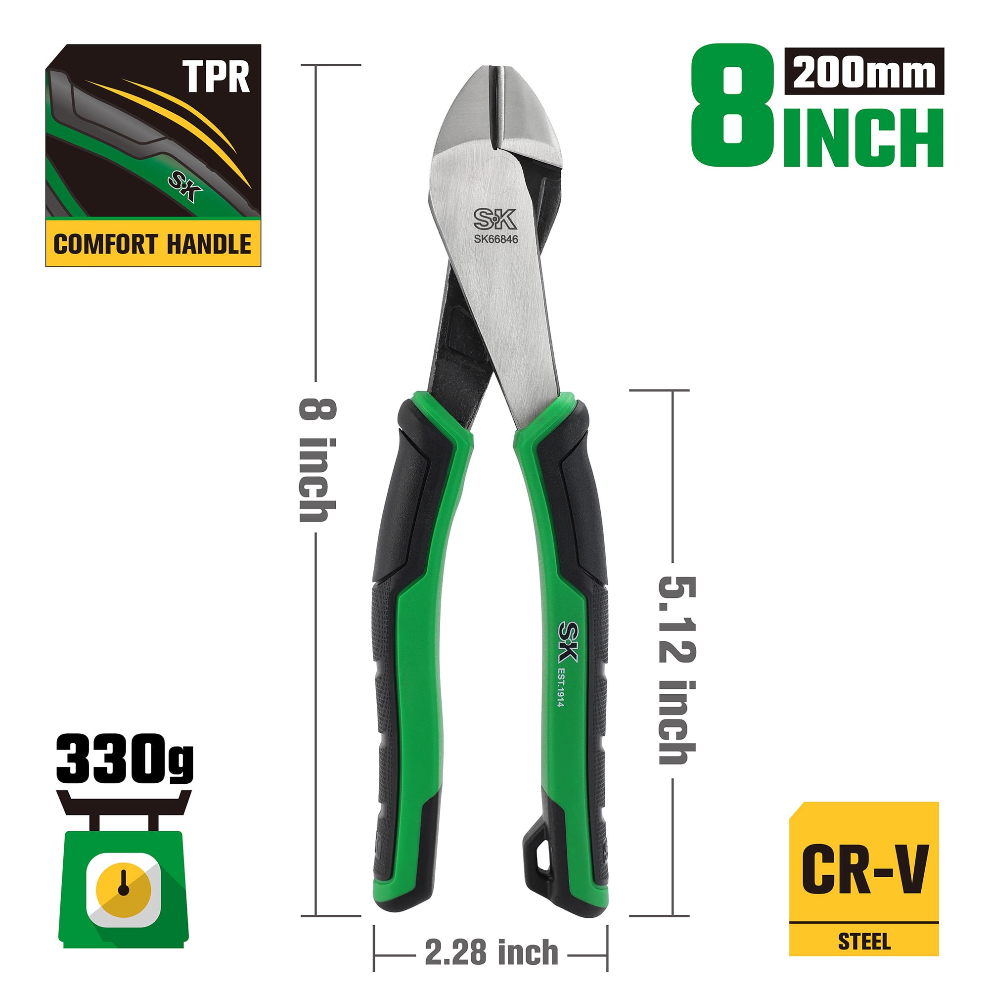 SK Hand Tools SK02103 8" Diagonal Plier