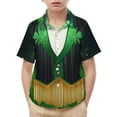 thumbnail image 6 of LEKWK Boys St. Patrick's Day Shirt Faux Leprechaun Vest Graphic Short Sleeve Button Down Top Novelty Irish Costume, 6 of 9