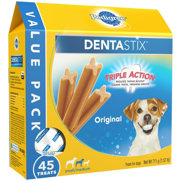 PEDIGREE DENTASTIX Small/Medium Dental Dog Treats Original, 1.57 lb. Value Pack (45 Treats