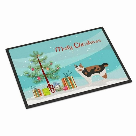 Carolines Treasures CK4600JMAT 24 x 36 in. Cymric No.2 Cat Merry Christmas Indoor or Outdoor Mat