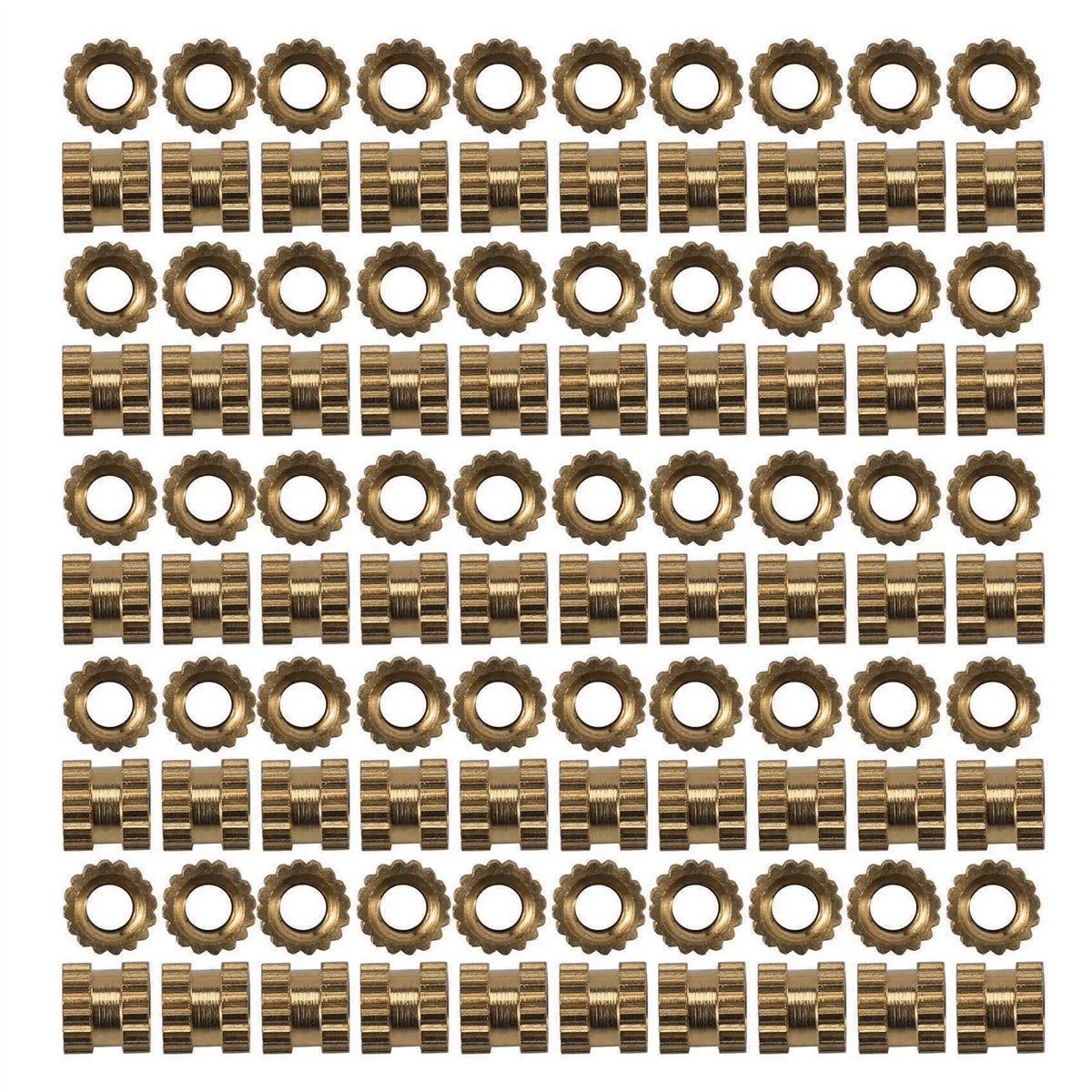 M2 X 3mm Brass Cylinder Knurled Threaded Round Insert Embedded Nuts 1000pcs