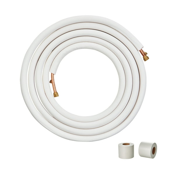 VEVOR 25FT Mini Split Line Set, 1/4" & 3/8" O.D Copper Pipes Tubing and Triple-Layer Insulation, for Mini Split Air Conditioning Refrigerant .