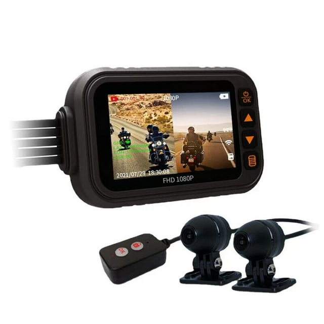 3" 1080p Screen Waterproof Motorcycle Dash Cam Camera Dash Cam Dual Lens -