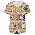 thumbnail image 6 of Black*Friday Deals 50% Off Clear!GaThRRgYP Women's Summer Short Sleeve Tops for Daily Wear,Fashion Women's Casual Short Sleeve Printing V-Neck Blouse Floral Ruched T-Shirt Casual Feminine Khaki XL, 6 of 6