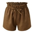 thumbnail image 2 of Aayomet 2023 Womens Shorts for Summer Casual Flowy Shorts High Waisted Ruffle Wrap Skorts Pull On Elastic Waist Vacation Women,Khaki L, 2 of 4