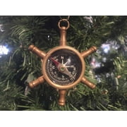 Antique Brass Ship's Wheel Compass Christmas Ornament 5" - Xmas Ornament Ideas - Xmas Tree Decorations
