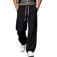 thumbnail image 2 of Kctiaxy Plus Size Pants for Men Summer Cargo Sweatpants Elastic Waist Drawstring Jogger Pants, 2 of 9