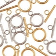 thumbnail image 3 of 1bag 20sets 2 colors Ion Plating(IP) 304 Stainless Steel Ring Toggle Clasps Golden & Stainless Steel color 19x14x2mm Hole: 3mm 10set/color, 3 of 6