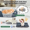 thumbnail image 3 of Washable Dog Bed with Removable Cushion for Medium Small Dogs Easy to Wash Pet Sofa Bed with Side Rectangle Bolster Cat Bed Calming Cuddle Puppy Bed Slip Bottom CM, 3 of 6