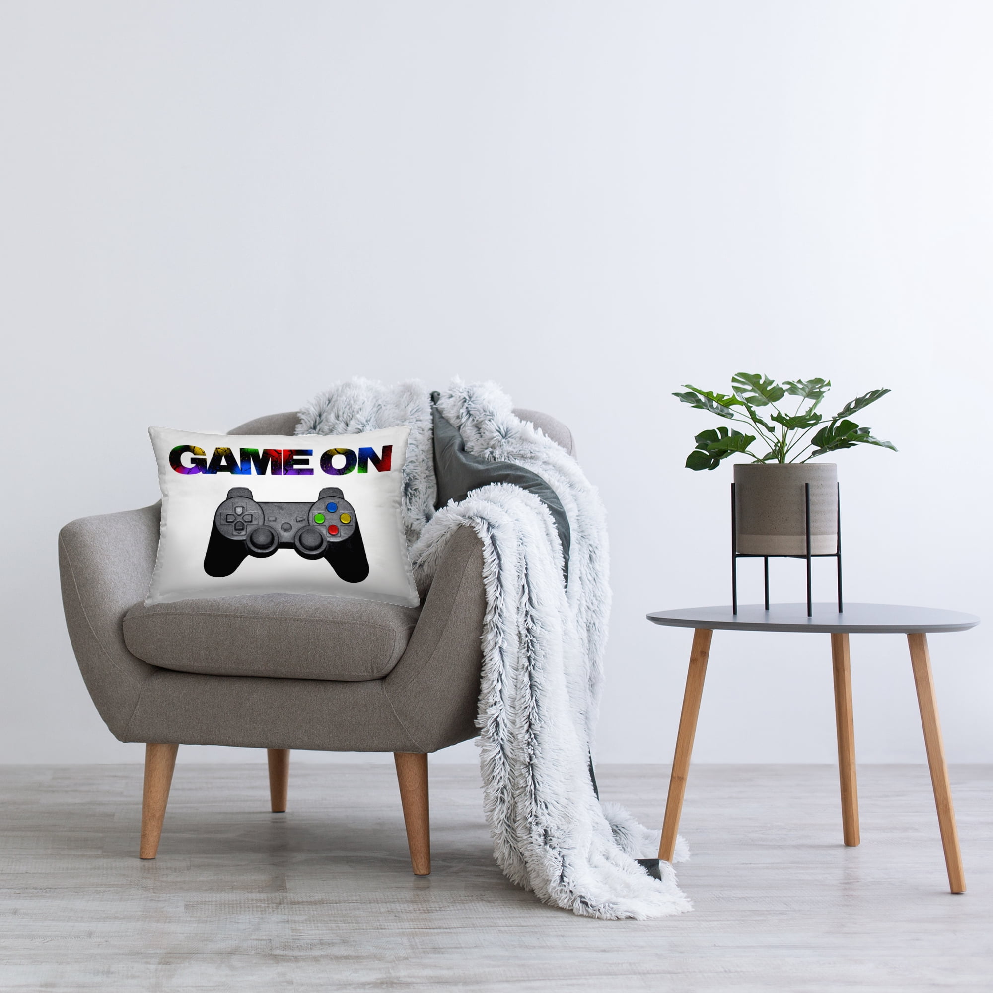 Stupell Industries Controller Game On Splatter Decorative Printed Throw Pillow, design by Marcus Prime, 14 x 7 x 20