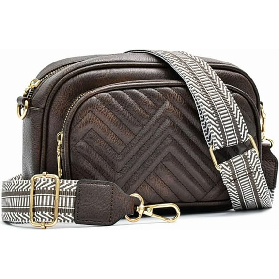 MMYGU Small Quilted Crossbody Bags for Women Vegan Leather Purses Designer Shoulder Handbags with Colored Shoulder Strap