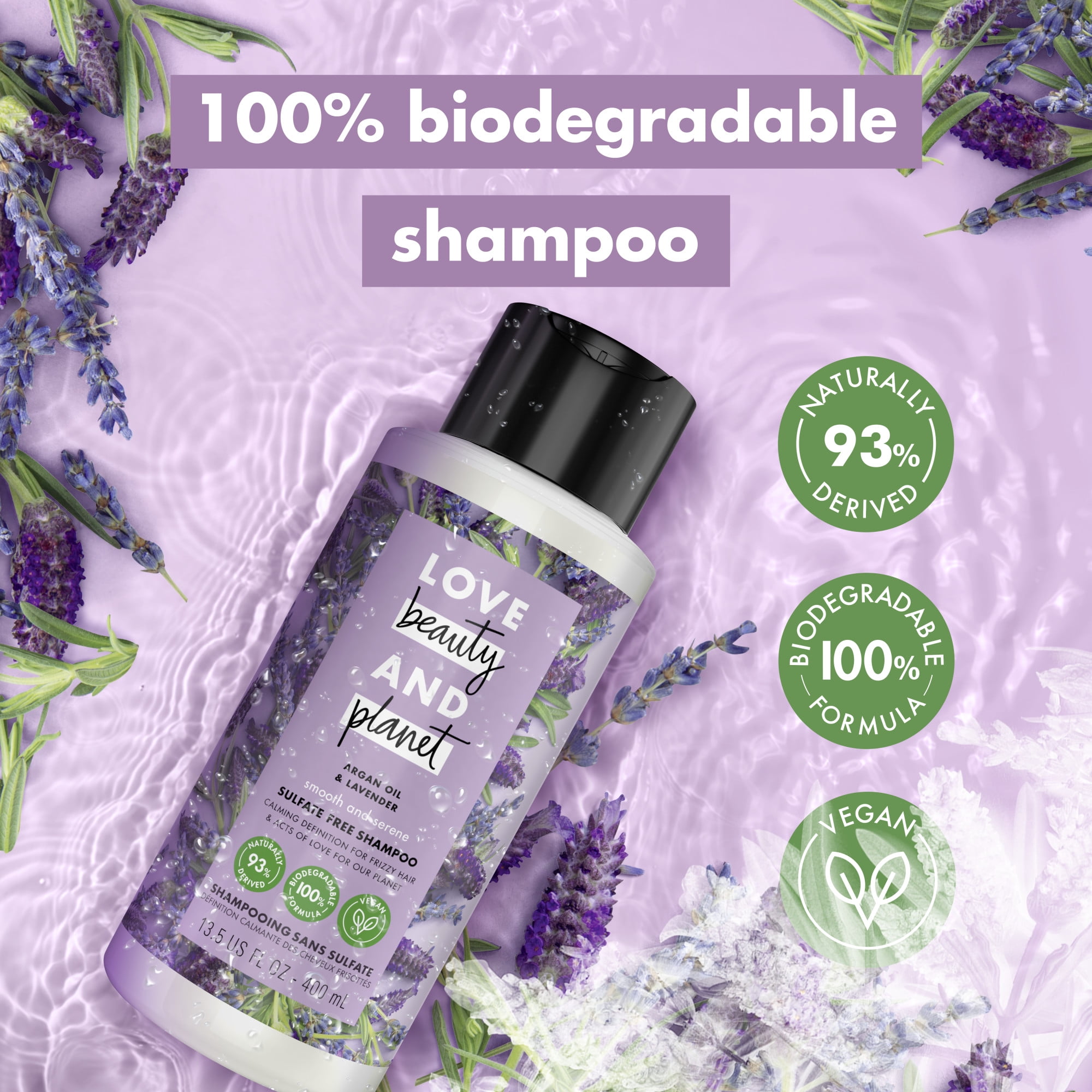 Love Beauty and Planet Argan Oil and Lavender Sulfate Free Shampoo 13.5 fl oz