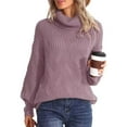 thumbnail image 4 of ManxiVoo Chandail Décontracté à Col Roulé Tricoté pour Femmes Manches Longues pour Automne Hiver 2026 Mode Chaude Taille P Violet, 4 of 6