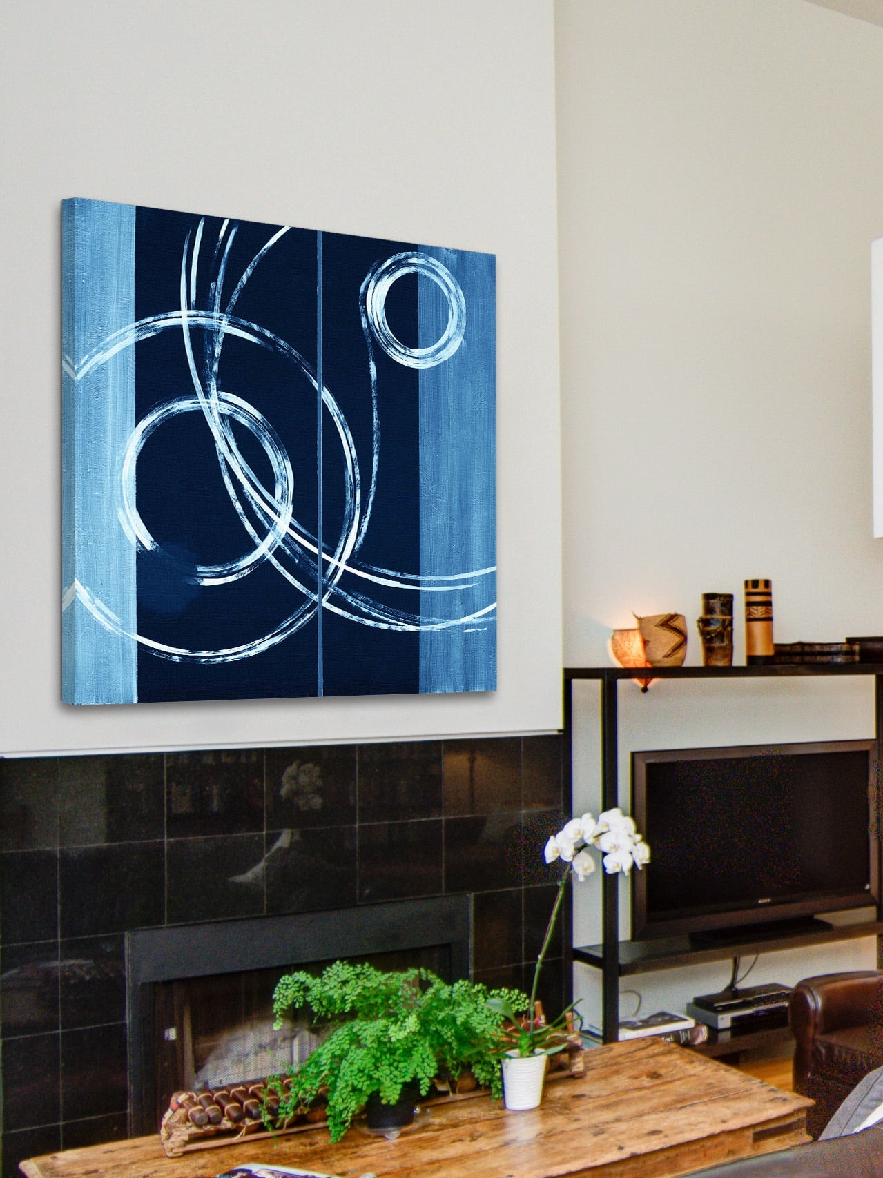 "Wispy Rings" Painting Print on Wrapped Canvas