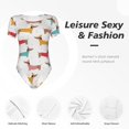 thumbnail image 4 of Saiise Grenouillère à Manches Courtes pour Femmes Motif Teckel Chien Chiot, Pyjama à Col Rond, Justaucorps Extensible avec Fermeture à Boutons-Pression - Grand, 4 of 7