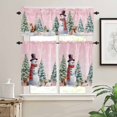 thumbnail image 2 of Winter Christmas Snowman Kitchen Curtains and Valances Set, Pink Xmas Tree Fox Squirrel Rod Pocket Window Valance 18 Inch Window Curtain Panels for Living Room Bedroom Laundry, 27.5x36in, 3 Pieces, 2 of 7
