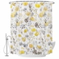 thumbnail image 2 of Yellow Grey Botanical Waterproof Fabric Shower Curtain,Spring Floral Watercolor Waterproof Fabric Shower Curtain for Bathroom Curtains Bathtubs Hotel Shower Curtains with 12 Hooks Extra Long 72x84, 2 of 8