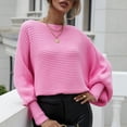 thumbnail image 4 of Lovskoo 2024 Sweaters for Women Plus Size Trendy Off Shoulder Knit Coat Top Round-Neck Loose Long Sleeve Splicing Coat Hot Pink, 4 of 9