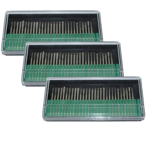 NIUPIKA 30 Pcs Diamond Burr Bits Drill Set, for Glass, Gemstone, Metal, Rotary Tool Shanks, 2.35mm