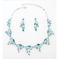 thumbnail image 2 of Faship Gorgeous Teal Rhinestone Crystal Floral Necklace Earrings Set, 2 of 5