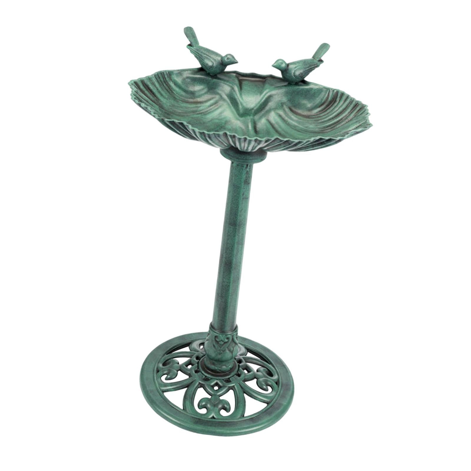 koolsoo Bird Bath for The Garden - Decorative Eye-catcher: Freestanding Bird Bath on A Pedestal, Weatherproof, Feeder, Easy Assembly, Gift for Bird Lovers green