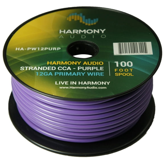 Harmony Car Primary 12 Gauge Power or Ground Wire 100 Feet Spool Purple Cable