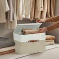 thumbnail image 5 of DECOMOMO Storage Box with Lid, Decorative Box, Large Storage Bins with Lid (Beige & White, 3 Pack with Flip Lid), 5 of 5
