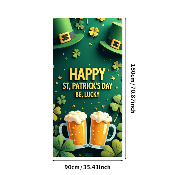St Patricks Day Lucky Shamrock Clover Decoration Backdrop Display Banner for Irish Festival Party Supplies Photography Props Decor