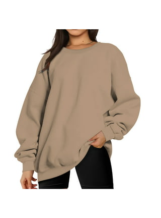 Women Crewneck Long Sleeve Slouchy Oversized Winter Casual Cable