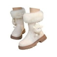 thumbnail image 4 of Mepaouo Girls Winter Dress Boots Waterproof Fleece Lined Walking Outdoor Shoe Mid Calf Boots(White,27), 4 of 9