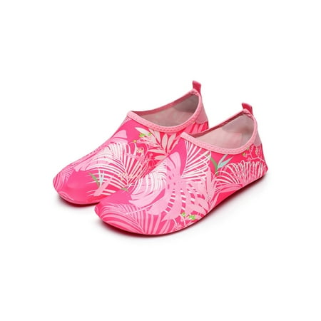 

Harsuny Womens Mens Aqua Socks Slip On Swim Beach Shoe Barefoot Water Shoes Exercise Comfort Anti-Slip Sneakers Quick Dry Flats Pink Leaves 4.5-5