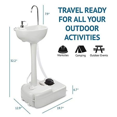 Hike Crew Upgraded Portable Camping Sink Attach To Hose For Continuous Water W 19 Liter Water Capacity Hand Wash Basin Towel Holder Soap
