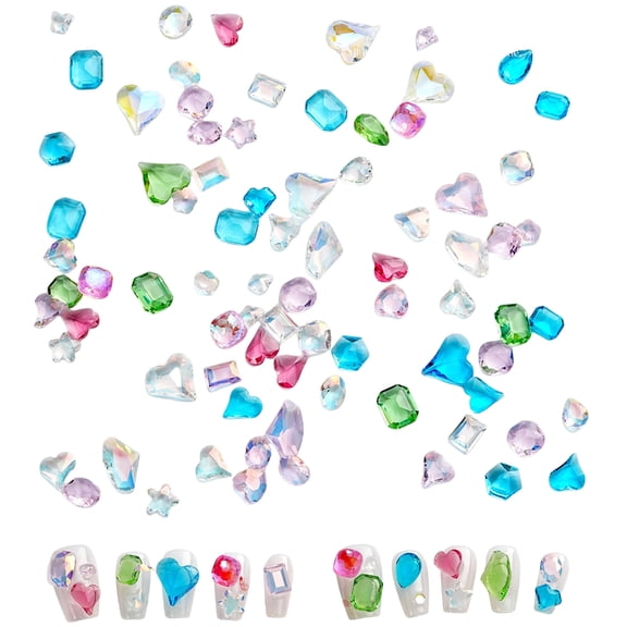 JZROCKER 50/100 Pcs Pointed Bottom Nails Art Charm Nail Gems Rhinestones Nails