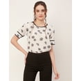 thumbnail image 2 of Moomaya Printed T-Shirt Tops For Women, Round Neck Georgette Formal Tops, 2 of 9