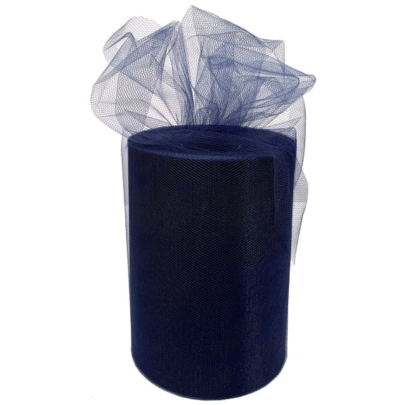 Navy Blue Tulle Wedding Decor - 6" x 100 Yards, Fabric Netting Ribbon, 4th of July, America 250 Anniversary, Father's Day, Police Support, Wreath, Garland, Streamers, Bows, Graduation, Veterans Day