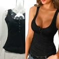 thumbnail image 2 of Stretchy Button Detail Sleeveless Knit Top For Women Summer Casual Outfit Essential Round Neck Slim Fit Tank Tops, 2 of 17