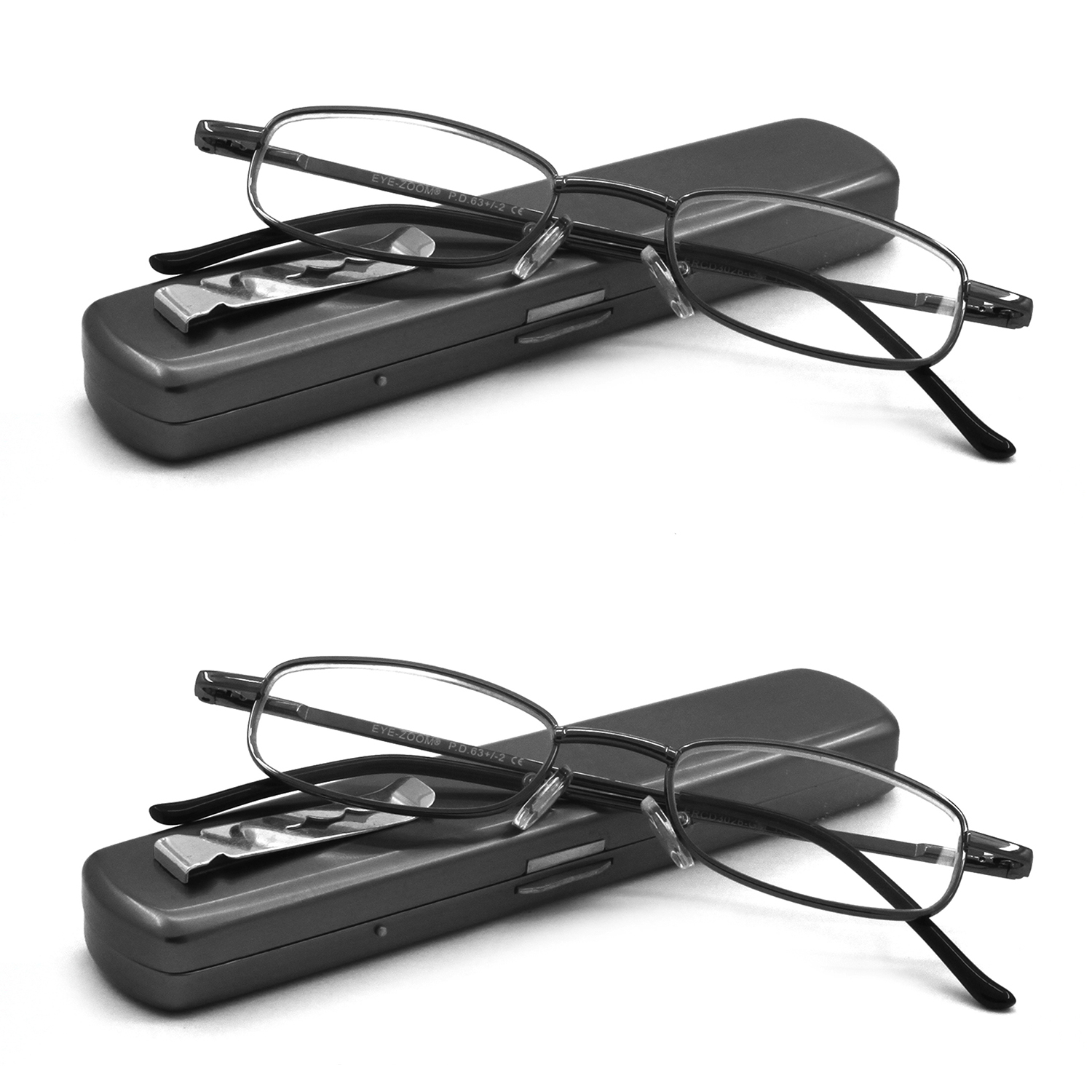 Portable Readers EYE ZOOM 2 Pack Lightweight Metal Reading Glasses